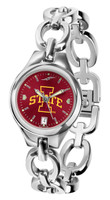 Iowa State Cyclones Ladies Silver Eclipse Link AnoChrome Watch - Red Dial