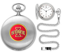 Iowa State Cyclones Silver Pocket Watch w/Chian