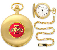 Iowa State Cyclones Gold Pocket Watch w/Chain