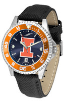 Illinois Fighting Illini  Competitor Leather AnoChrome Leather Watch - Red Dial w/Colored Bezel (Men's or Women's)