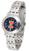 Illinois Fighting Illini  Ladies Silver Stainless Steel Dynasty AnoChrome - White Red Dial