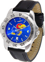 Kansas Jayhawks  Sport Leather AnoChrome Watch Color Dial (Men's or Women's)