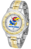 Kansas Jayhawks  Competitor 2-Tone 23k Gold Stainless Steel Watch - White Dial (Men's or Women's)