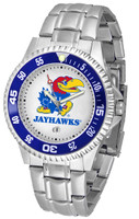 Kansas Jayhawks  Competitor Stainless Steel Watch - White Dial (Men's or Women's)
