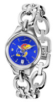 Kansas Jayhawks  Ladies Silver Eclipse Link AnoChrome Watch - Color Dial