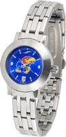 Kansas Jayhawks  Ladies Silver Stainless Steel Dynasty AnoChrome - Color Dial