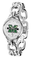 Marshall Thundering Herd  Ladies Silver Eclipse Link Watch - White Dial