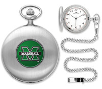Marshall Thundering Herd  Silver Pocket Watch w/Chian