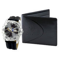 *Baltimore Ravens NFL Men's Leather Watch and Leather Wallet Gift Set