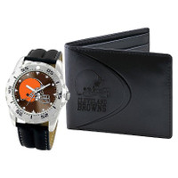 *Cleveland Browns NFL Men's Leather Watch and Leather Wallet Gift Set