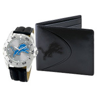 *Detroit Lions NFL Men's Leather Watch and Leather Wallet Gift Set