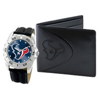 *Houston Texans NFL Men's Leather Watch and Leather Wallet Gift Set