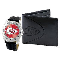 *Kansas City Chiefs NFL Men's Leather Watch and Leather Wallet Gift Set