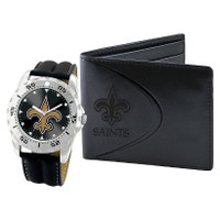 *New Orleans Saints NFL Men's Leather Watch and Leather Wallet Gift Set