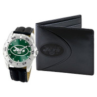 *New York Jets NFL Men's Leather Watch and Leather Wallet Gift Set