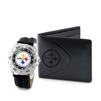 *Pittsburgh Steelers NFL Men's Leather Watch and Leather Wallet Gift Set
