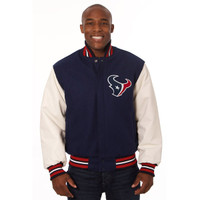 *Houston Texans NFL Men's Heavyweight Wool and Leather Jacket