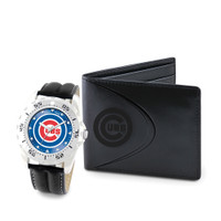 Chicago Cubs MLB Mens Leather Watch and Leather Wallet Gift Set