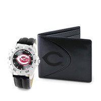 Cincinnati Reds MLB Mens Leather Watch and Leather Wallet Gift Set