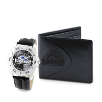 Colorado Rockies MLB Mens Leather Watch and Leather Wallet Gift Set