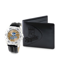 Kansas City Royals MLB Mens Leather Watch and Leather Wallet Gift Set
