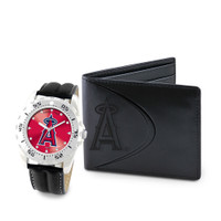 Los Angeles Angels MLB Mens Leather Watch and Leather Wallet Gift Set