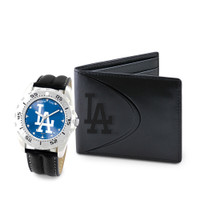 Los Angeles Dodgers MLB Mens Leather Watch and Leather Wallet Gift Set