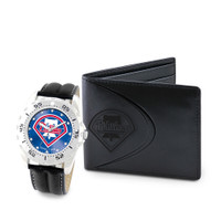 Philadelphia Phillies MLB Mens Leather Watch and Leather Wallet Gift Set