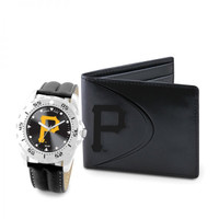 Pittsburgh Pirates MLB Mens Leather Watch and Leather Wallet Gift Set