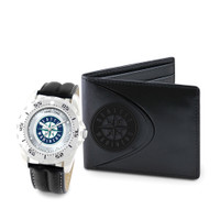 Seattle Mariners MLB Mens Leather Watch and Leather Wallet Gift Set