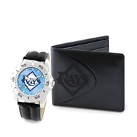 Tampa Bay Rays MLB Mens Leather Watch and Leather Wallet Gift Set