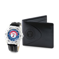 Texas Rangers MLB Mens Leather Watch and Leather Wallet Gift Set