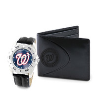 Washington Nationals MLB Mens Leather Watch and Leather Wallet Gift Set