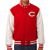 Cincinnati Reds MLB Mens Heavyweight Wool and Leather Jacket