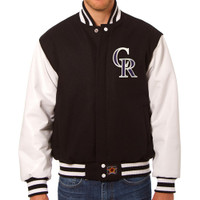 Colorado Rockies MLB Mens Heavyweight Wool and Leather Jacket