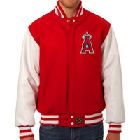 Los Angeles Angels MLB Mens Heavyweight Wool and Leather Jacket