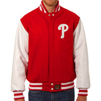Philadelphia Phillies MLB Mens Heavyweight Wool and Leather Jacket