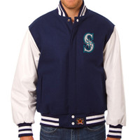 Seattle Mariners MLB Mens Heavyweight Wool and Leather Jacket