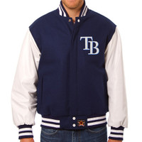 Tampa Bay Rays MLB Mens Heavyweight Wool and Leather Jacket
