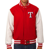Texas Rangers MLB Mens Heavyweight Wool and Leather Jacket