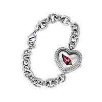*Arizona Cardinals Stainless Steel Rhinestone Ladies Heart Link Watch