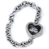 Colorado Rockies Stainless Steel Rhinestone Ladies Heart Link Watch