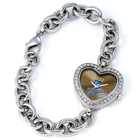 Kansas City Royals Stainless Steel Rhinestone Ladies Heart Link Watch