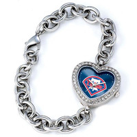 Philadelphia Phillies Stainless Steel Rhinestone Ladies Heart Link Watch