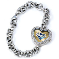 San Diego Padres Stainless Steel Rhinestone Ladies Heart Link Watch