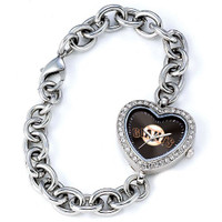 San Francisco Giants Stainless Steel Rhinestone Ladies Heart Link Watch