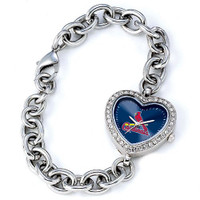St. Louis Cardinals Stainless Steel Rhinestone Ladies Heart Link Watch