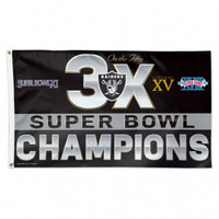 *Oakland Raiders 3 Time Super Bowl Champions 3' x 5' Team Flag