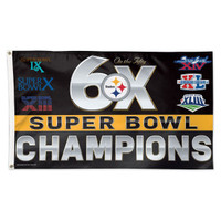 *Pittsburgh Steelers 6 Time Super Bowl Champions 3' x 5' Team Flag