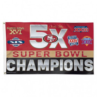 *San Francisco 49ers 5 Time Super Bowl Champions 3' x 5' Team Flag